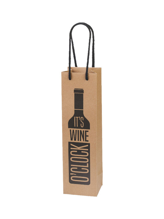 Geschenkverpackung Flaschentragetasche It's Wine o'clock mit Fenster 1 Flasche