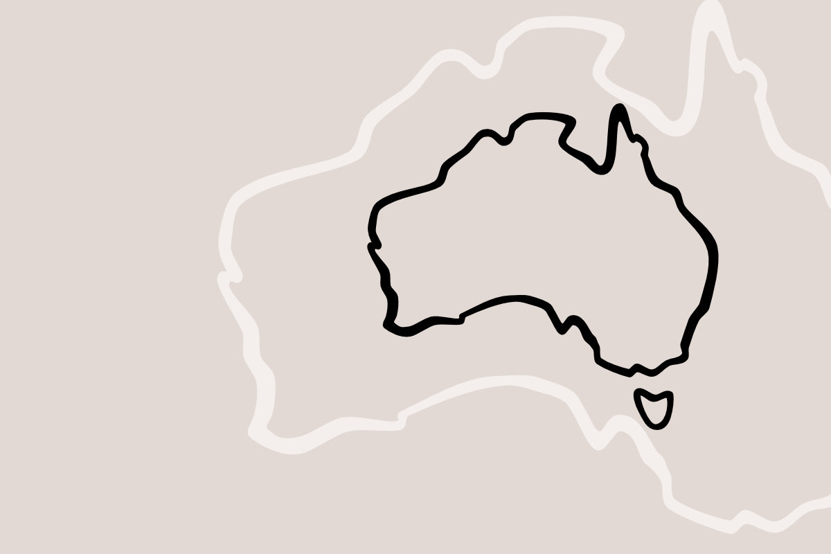 stilisierte Australienkarte als Kategoriebild für australische Weine