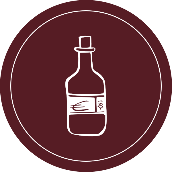 Weinflasche €-Zeichen drauf in rotem Kreis, illustriert als Symbol für sichere Zahlmöglichkeiten