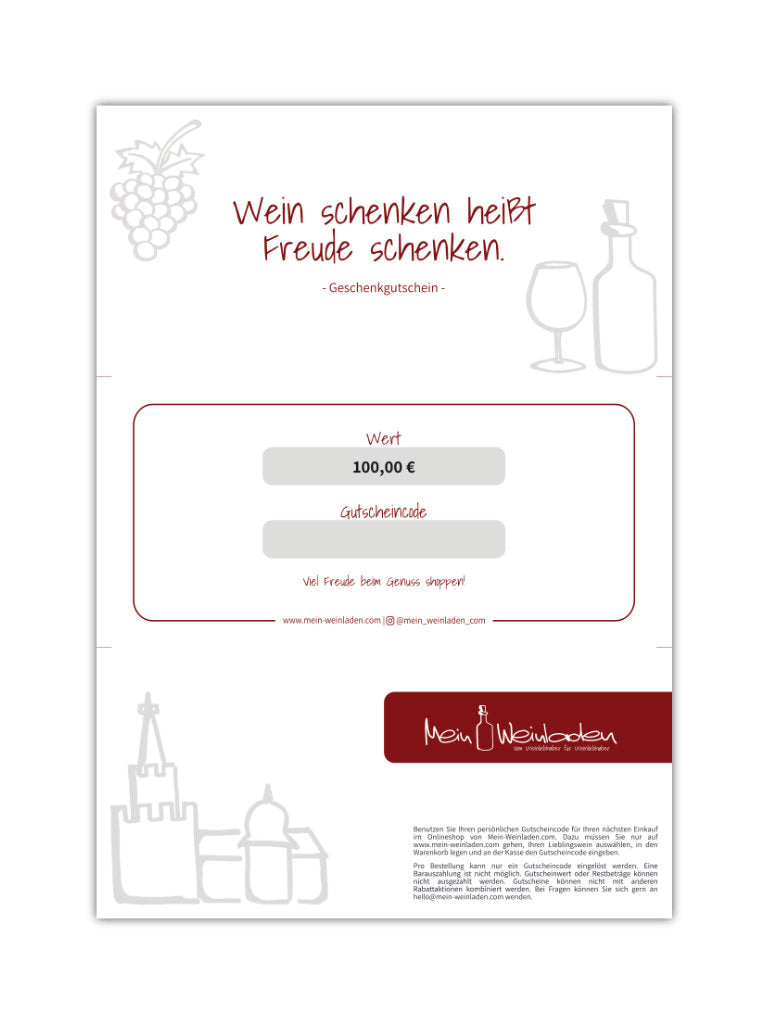 Mein Weinladen Geschenkgutschein 100 Euro