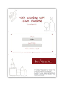 Mein Weinladen Geschenkgutschein 25 Euro