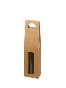 Geschenkverpackung Flaschentragekarton Welle Natur 1 Flasche