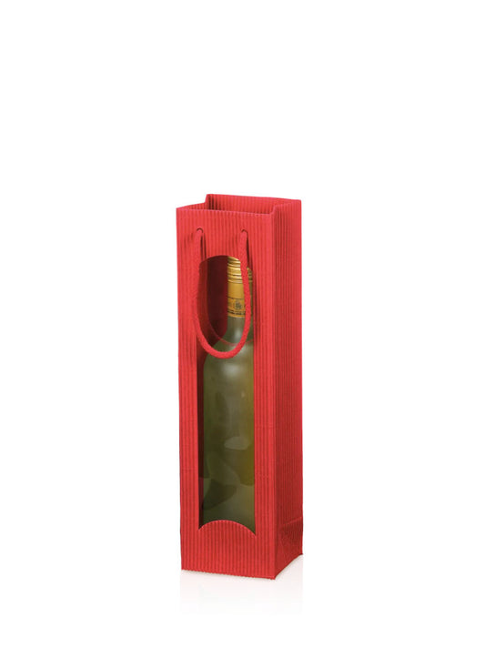 Geschenkverpackung Flaschentragekarton Welle Rot für 1 Flasche Produktabbildung