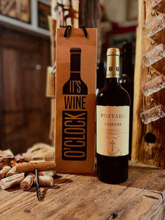 Geschenkverpackung Flaschentragetasche It's Wine o'clock mit Fenster 1 Flasche  Bild 1