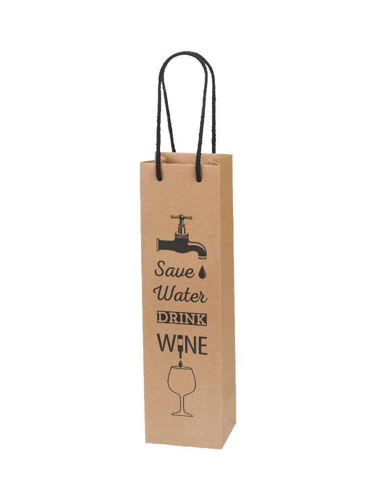 Geschenkverpackung Flaschentragetasche Save Water Drink Wine mit Fenster 1 Flasche