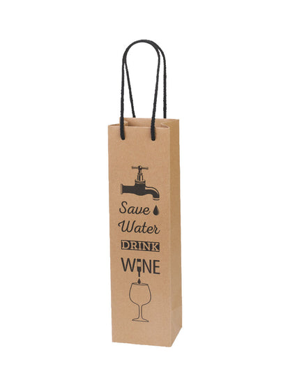 Geschenkverpackung Flaschentragetasche Save Water Drink Wine mit Fenster 1 Flasche