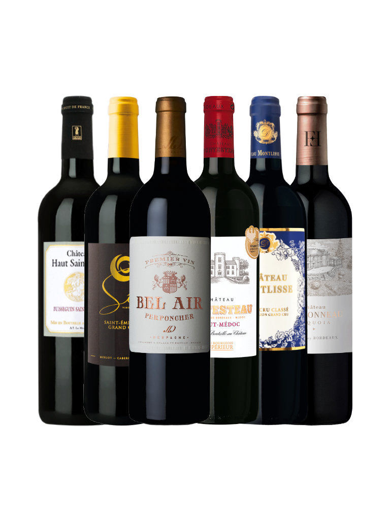 6er Weinpaket Bordeaux Weine Flaschenabbildung