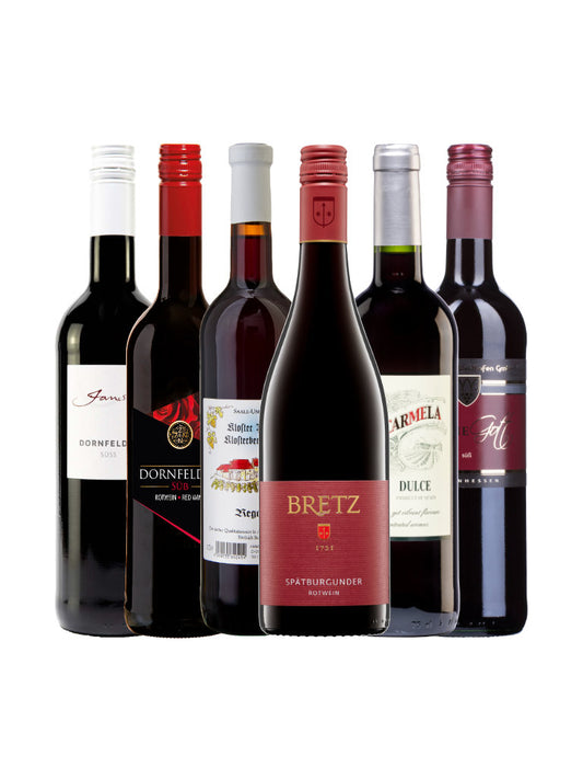 6er Weinpaket Süßer Rotwein Flaschenabbildungen