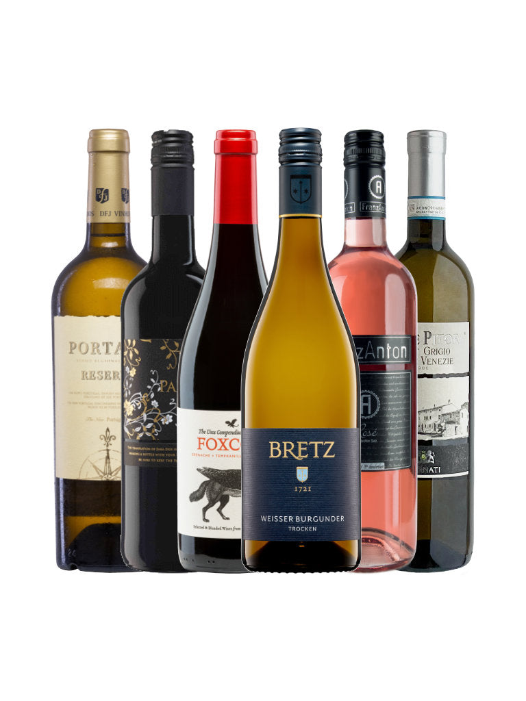 6 Flaschen Wein als Weinpaket zu Fisch