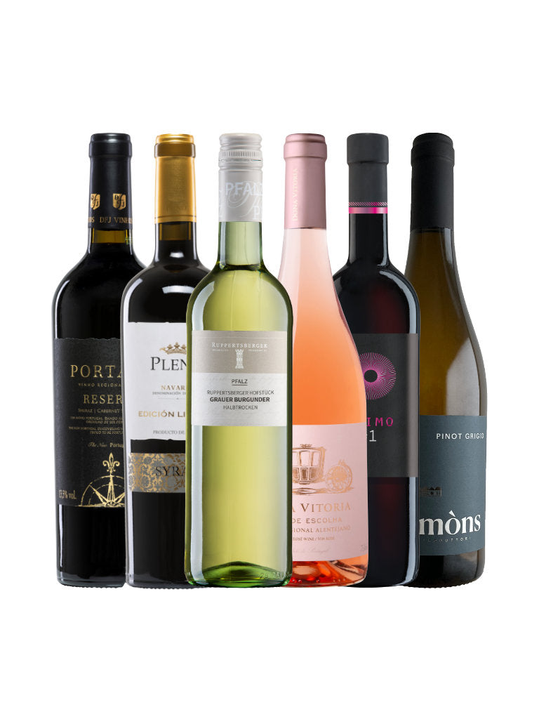 6 Flaschen Wein als Weinpaket zu Tapas