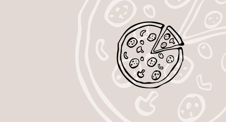 Stilisierte Pizza als Kategoriebild für Wein zu Pizza