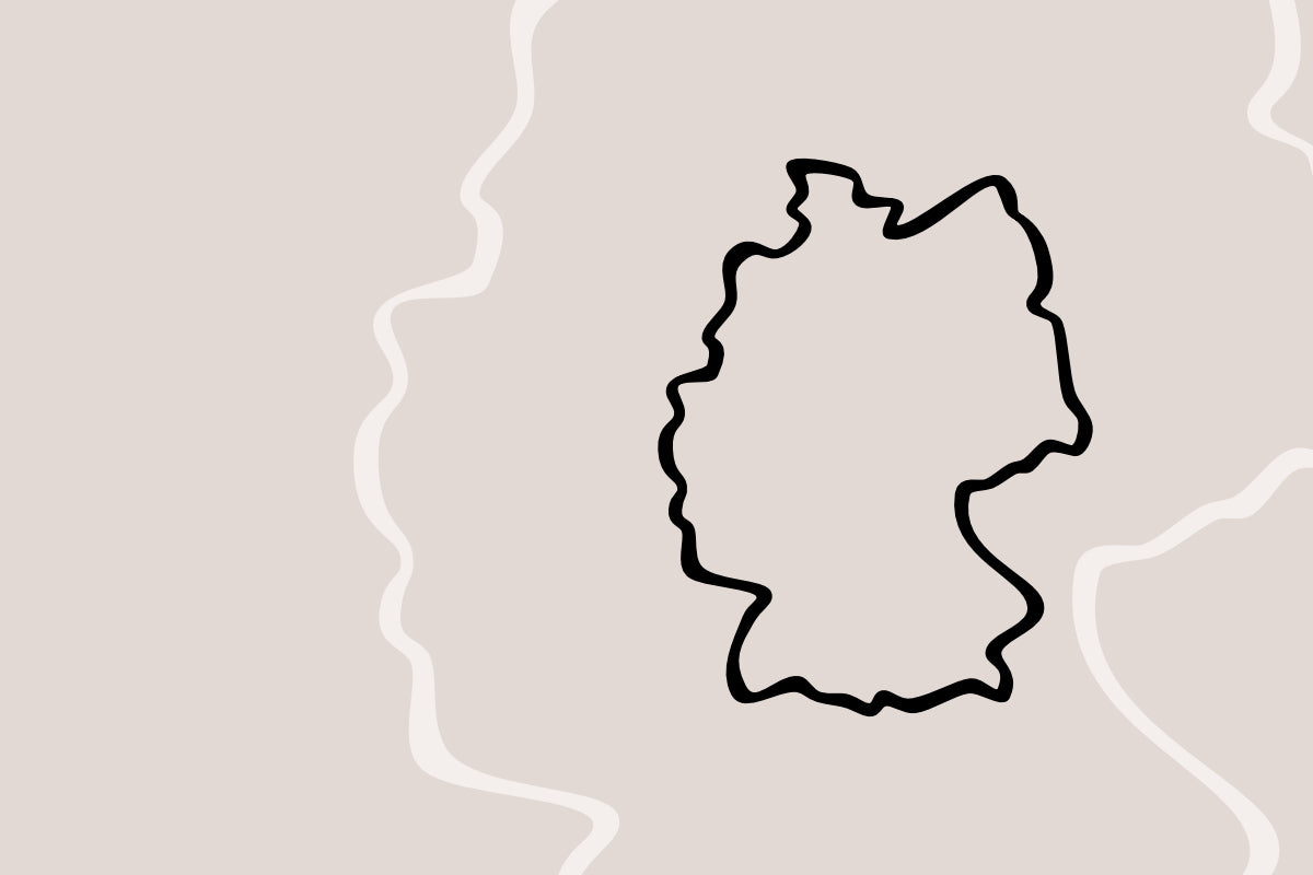 Illustrierte Deutschlandkarte in schwarz auf beige als Kategoriebild für deutsche Weine