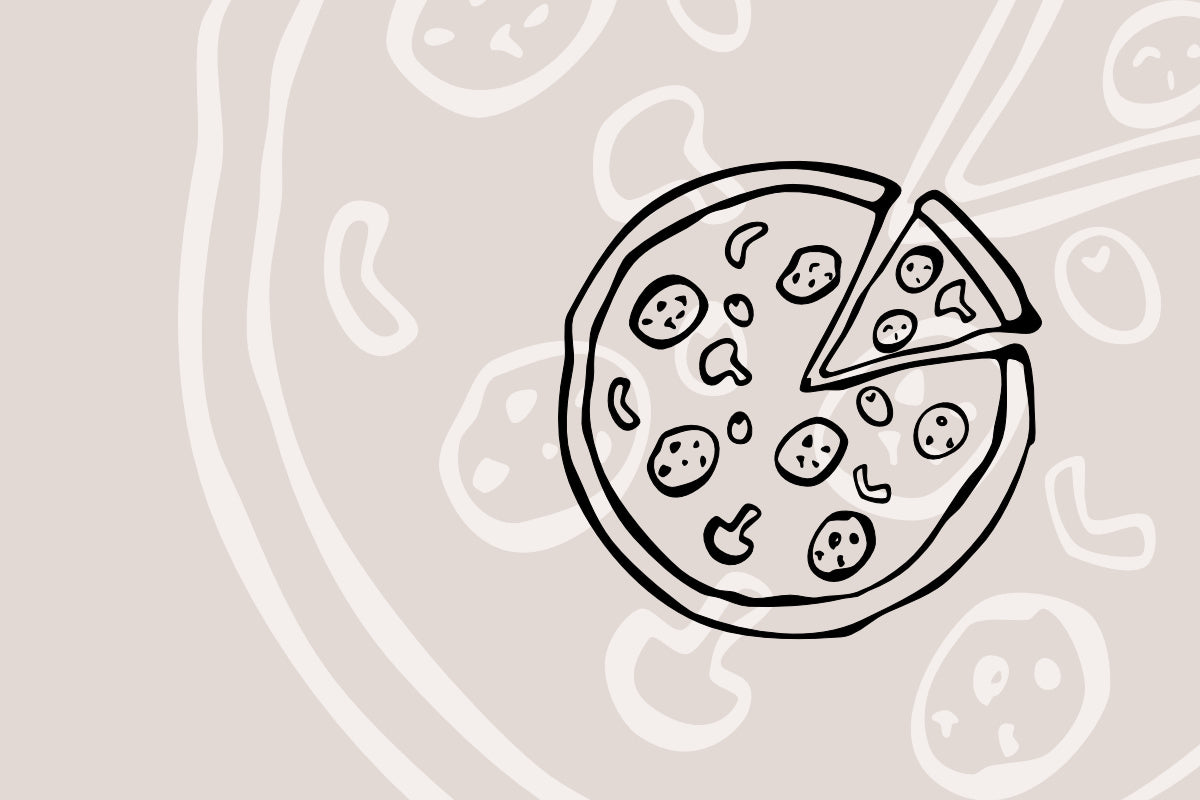 Stilisierte Pizza als Kategoriebild Wein zu Pizza